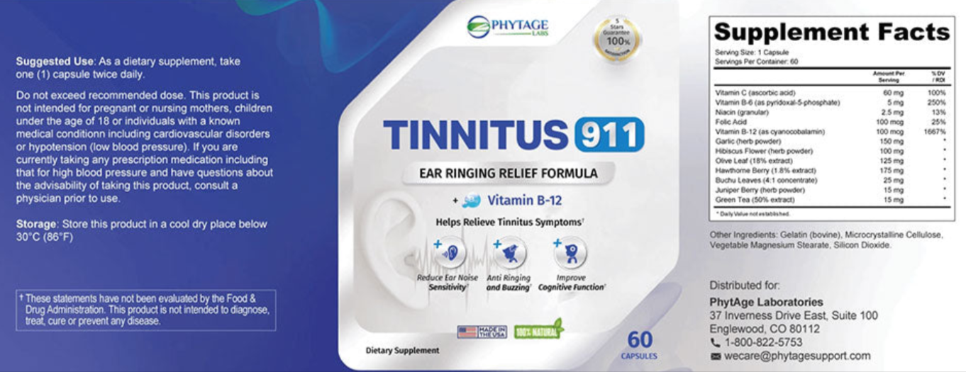 Ingredientes de Tinnitus 911
